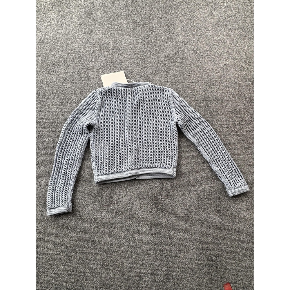 Alexander wang Sweater Cardigan Womens XS Blue Knit Cropped Crewneck Logo - Picture 7 of 7